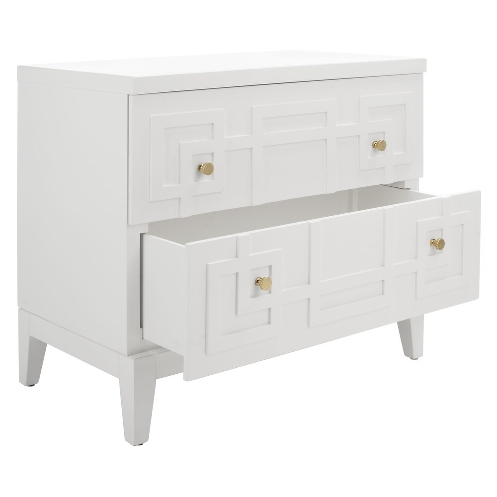 SAFAVIEH Luiza White/Gold 2 Drawer Nightstand