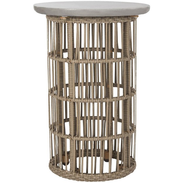 Fane Concrete Outdoor Accent Table Dark Grey Safavieh