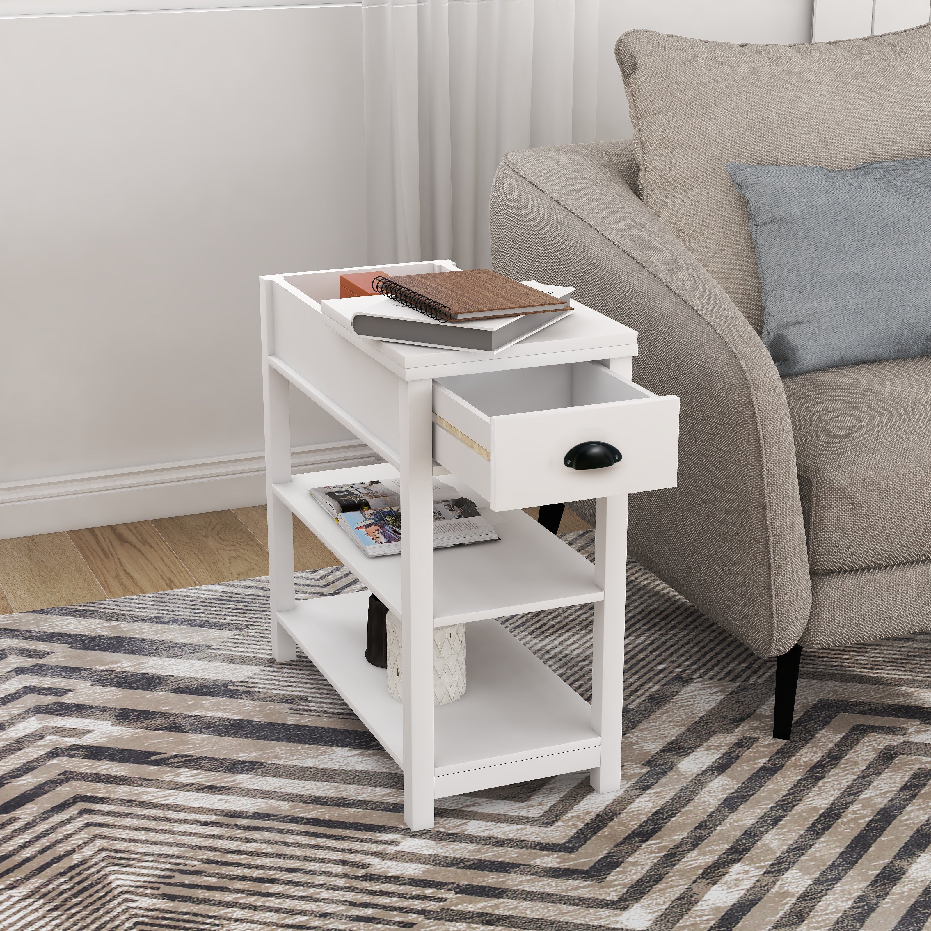 Flip Top Sofa Couch Table Bedside Table for Small Spaces