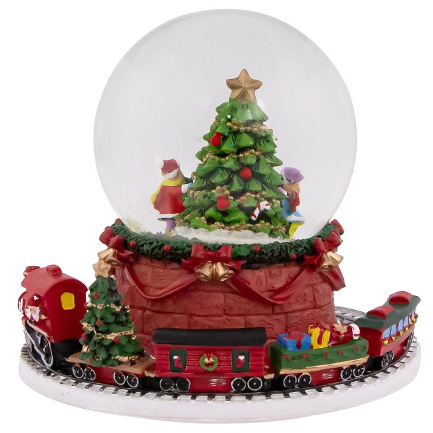 Christmas Tree With Revolving Train Musical Snow Globe