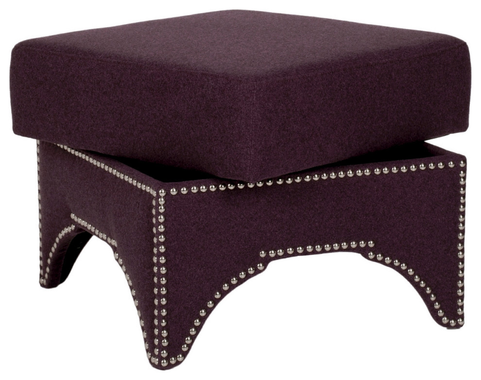 Clancy Ottoman Brass Nail Heads Plum   Modern   Footstools And Ottomans   by Virgil Stanis Design  Houzz