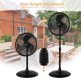 Aoibox Black Adjustable-Height to 55 in. Pedestal Standing Fan High Velocity Heavy Duty Metal For Industrial Residential SNSA13IN043