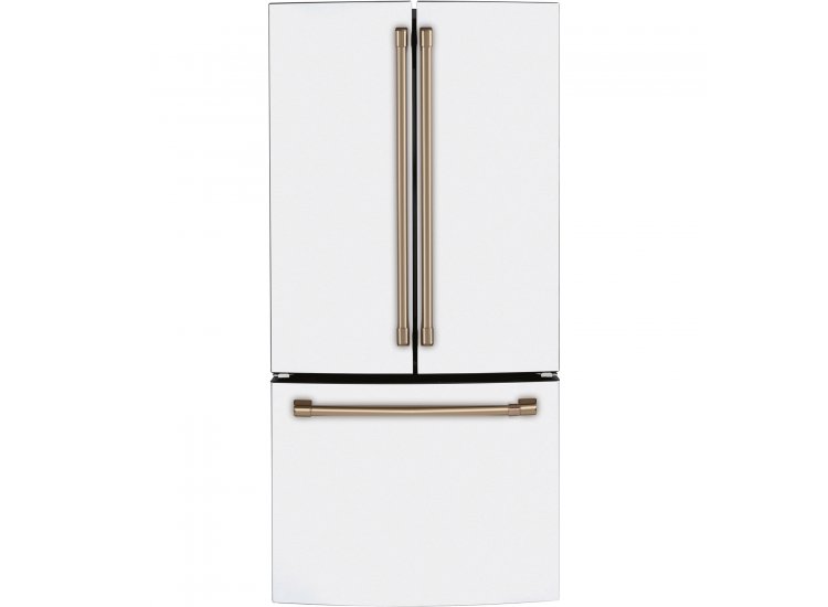 Cafe ADA 18.6 Cu. Ft. Matte White With Brushed Bronze Counter-Depth French-Door Refrigerator