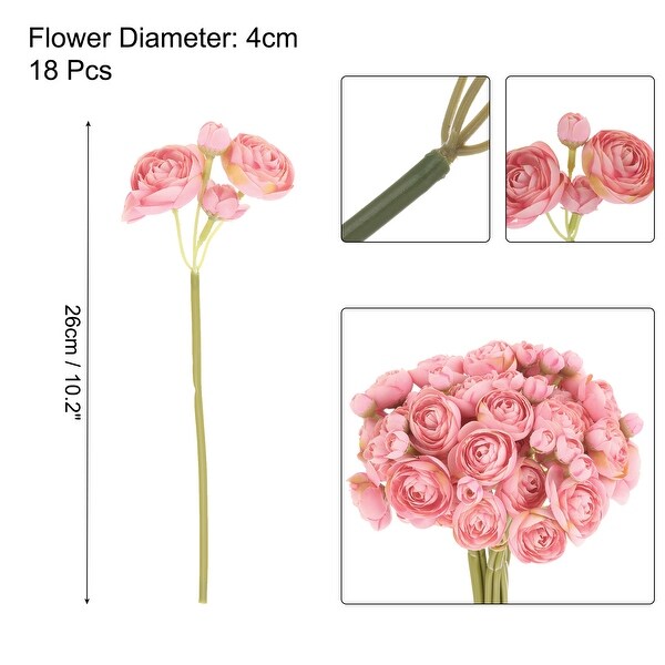 Artificial Ranunculus Flowers，18pcs Faux Silk Flower for Wedding