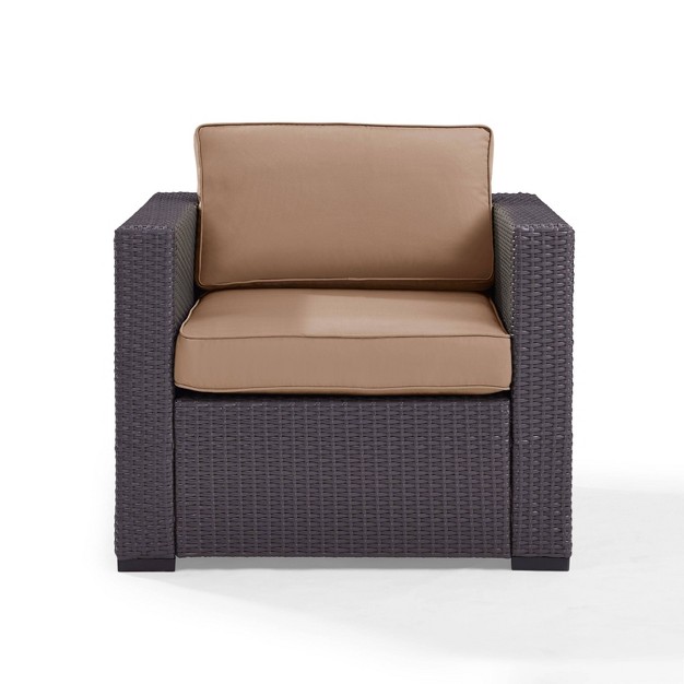 Biscayne Outdoor Wicker Armchair Mocha Crosley