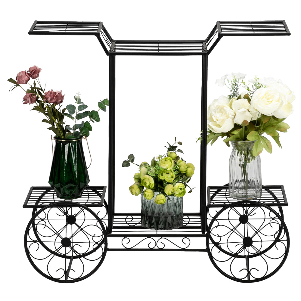 Paint Car Shape 6 Plant Stand Outdoor Indoor Garden Cart Stand Flower Pot Plant Holder Display Rack