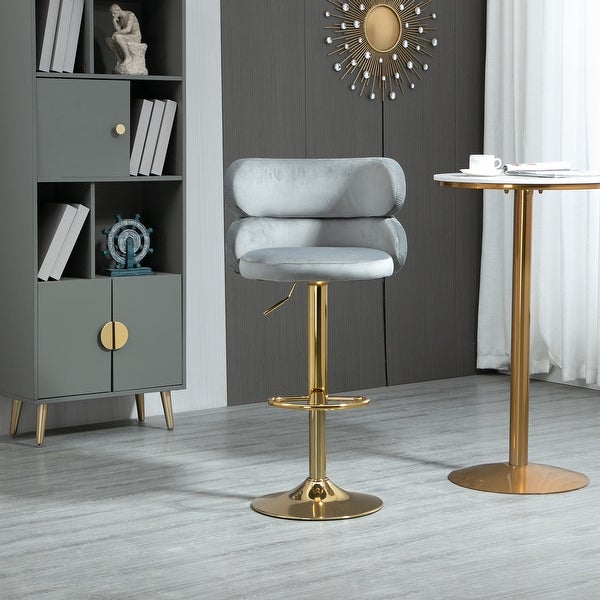 Height Adjustable Upholstered Barstools with Ergonomic-Sesigned Backrest and Footrest