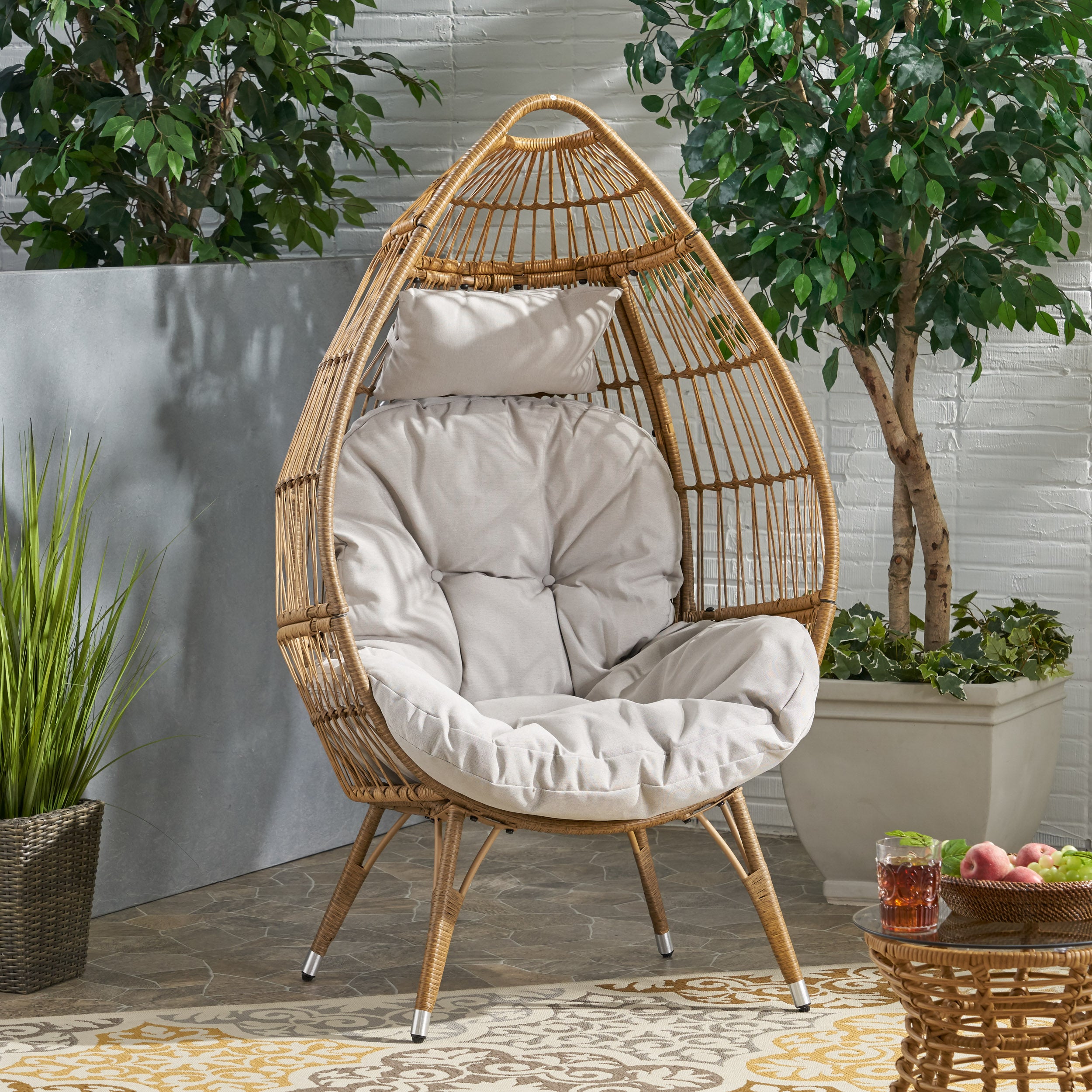 Kabella Outdoor Wicker Freestanding Teardrop / Egg Chair