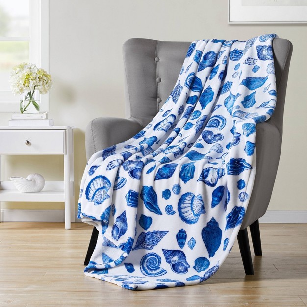 Oversized Home Coastal Shells Throw Blanket Vcny