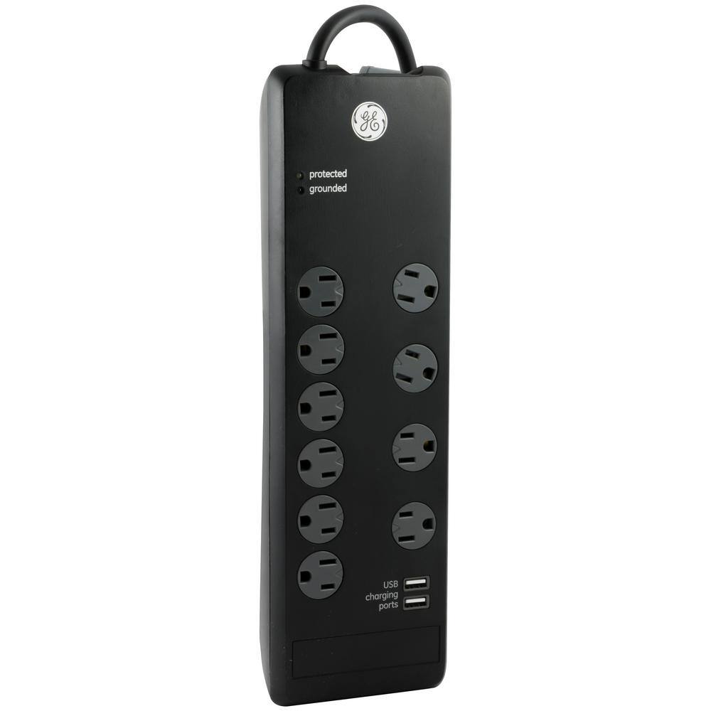 GE 6 ft. 10-Outlet and 2-USB Port 2.1 Amp 3000 Joules Surge Protector 13476