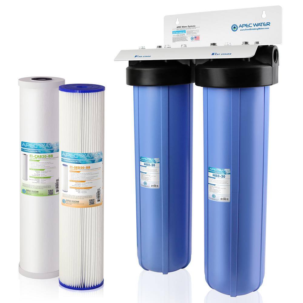 APEC Water Systems Whole House 2-Stage Water Filtration System High Capacity Sediment and Carbon For Multi-Purpose CB2-SED-CAB20-BB