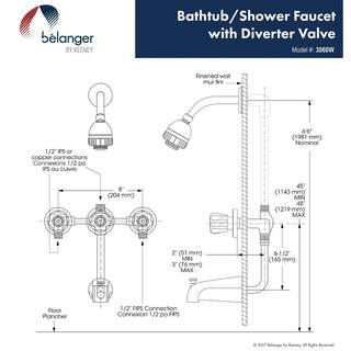 KEENEY Belanger 3-Handle 2-Spray Tub and Shower Faucet in Polished Chrome (Valve Included) 3060W