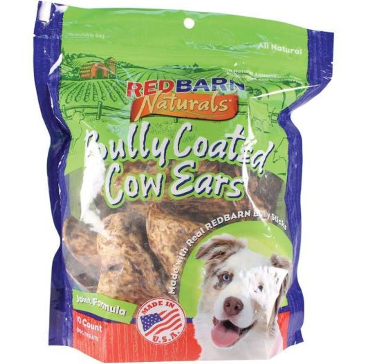 RedBarn Naturals Beef Bully Coated Cow Ear Dog Treats 10 Pack