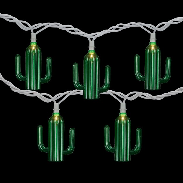 Northlight 10 count Green Cactus Patio Light Set 6ft White Wire