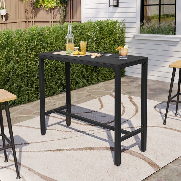 Pellebant Patio Outdoor Bar Table Rectangle Pub Table Dining Table