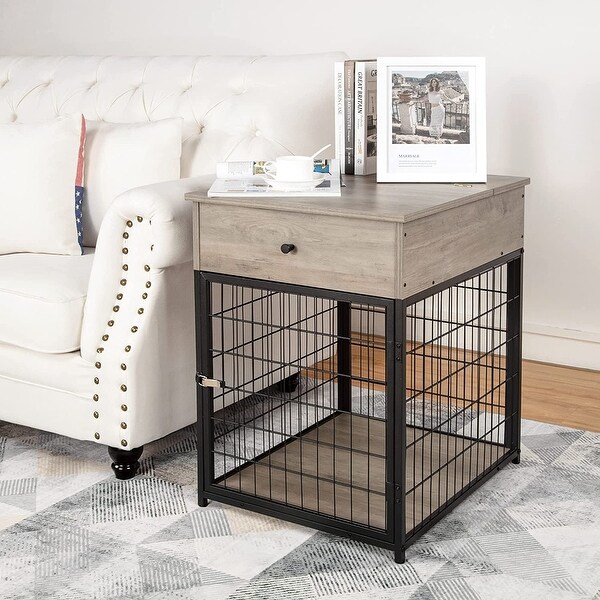 Furniture Dog Crates， Furniture Style Wood Dog Kennel End Table， Dog House Indoor Use， Chew-Proof