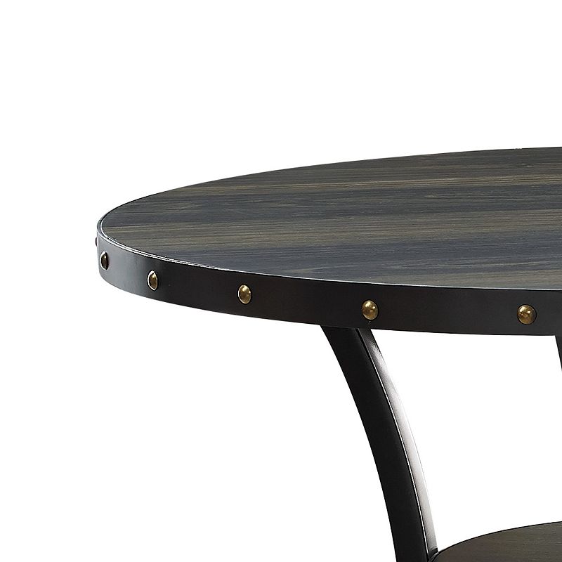 36 Inch Round Wood Bar Table with Flared Legs， Black