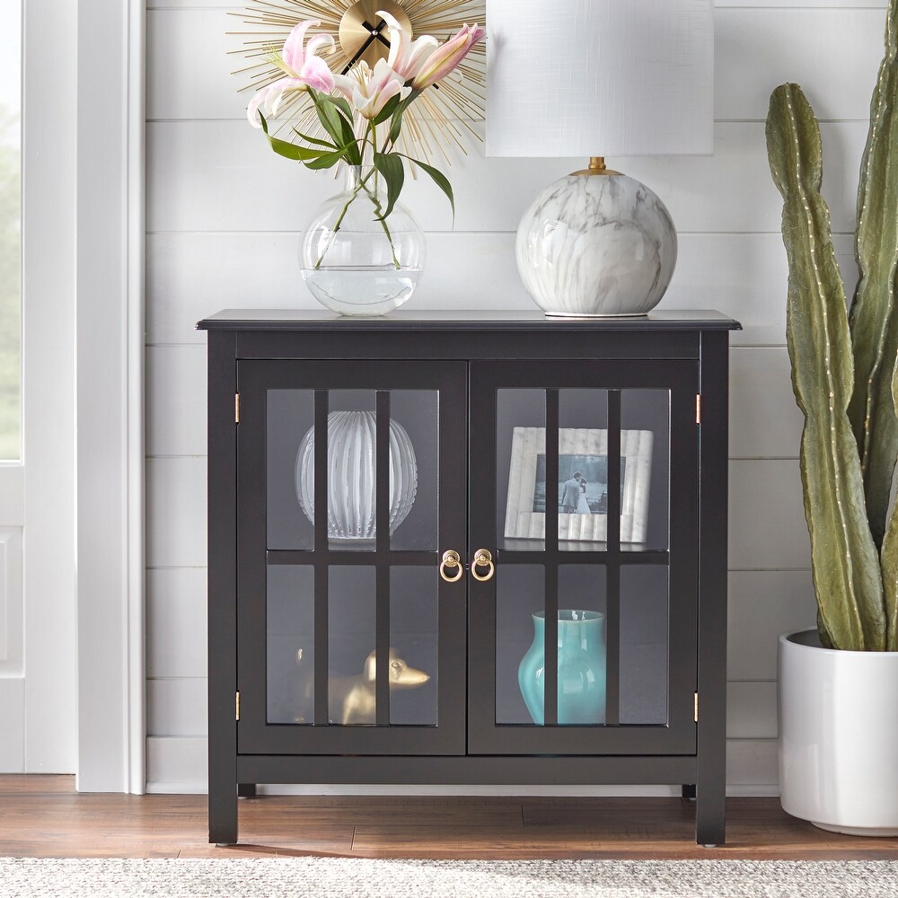 Simple Living Portland 2 Door Glass Cabinet