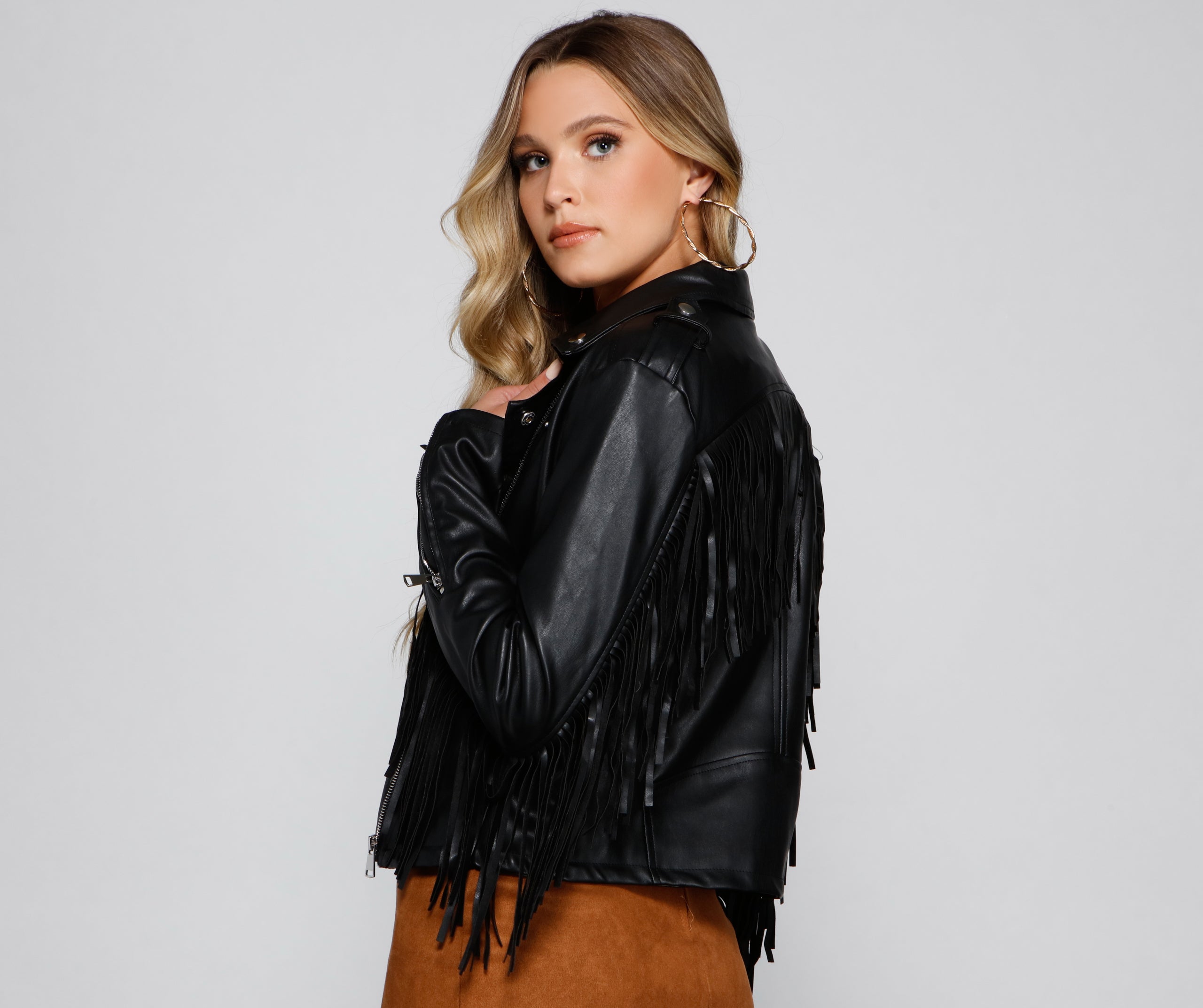 Major Baddie Fringe Faux Leather Moto