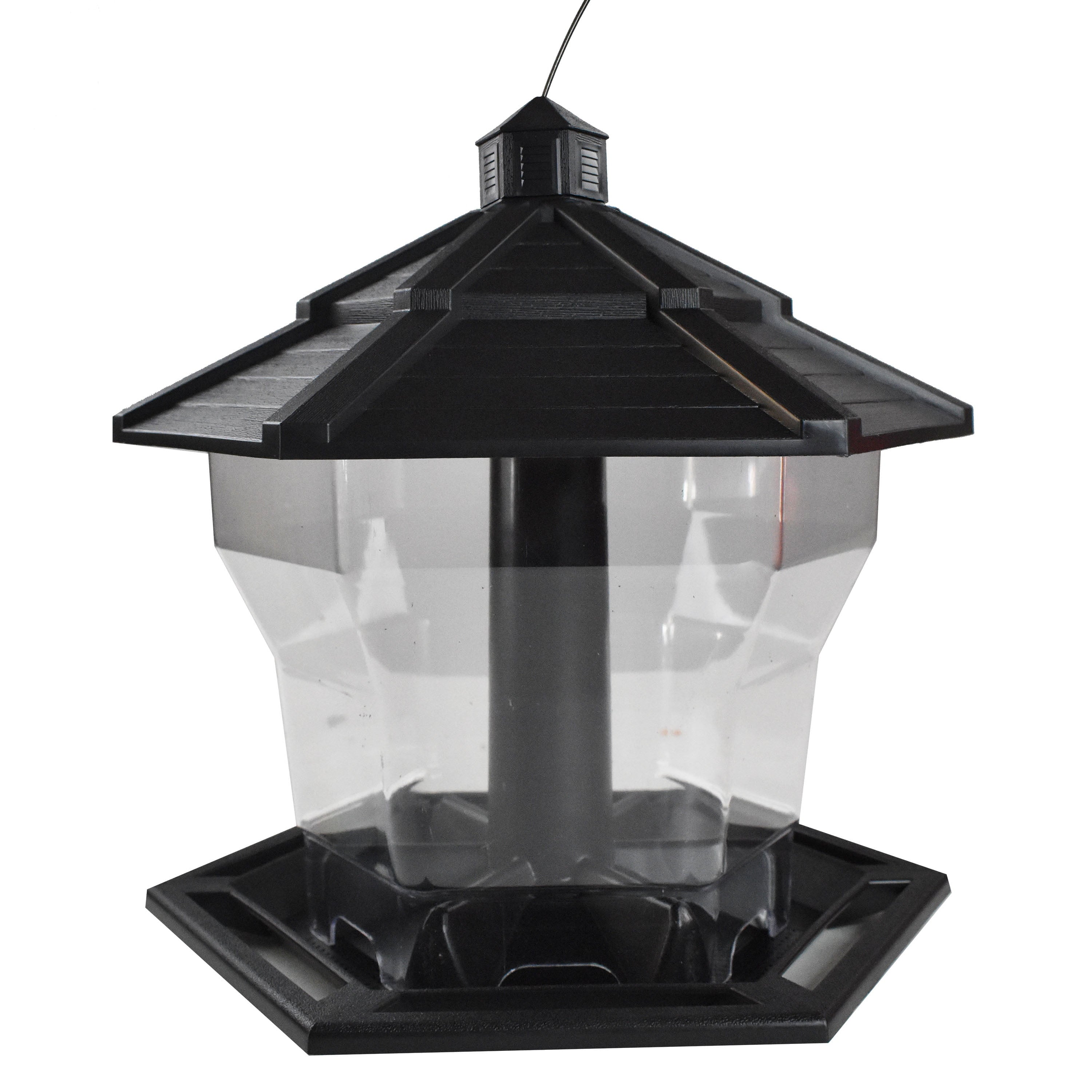 Pennington Black Plastic Hopper Cardinal Wild Bird Feeder， 6 lb. Capacity