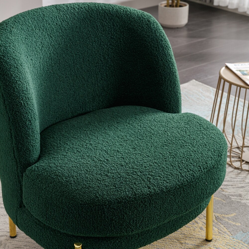 Boucle Upholstered Accent Chair With Gold Legs