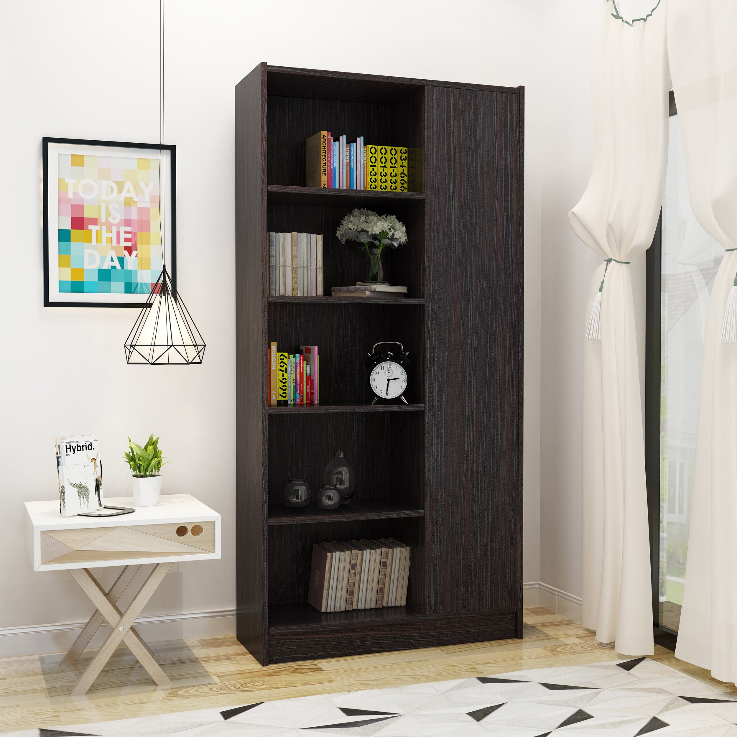 Annabelle Mid Century Modern 5-Shelf Bookcase