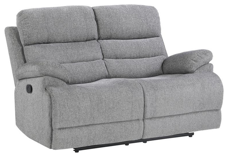 Lexicon Sherbrook Transitional Chenille Double Reclining Loveseat in Gray   Transitional   Loveseats   by Homesquare  Houzz