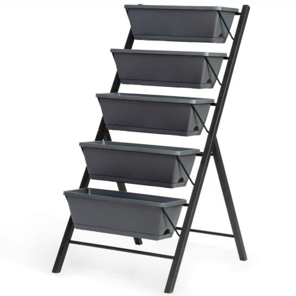 Alpulon 5-Tier 45 in. H Black Vertical Raised Garden Bed ZMWV197