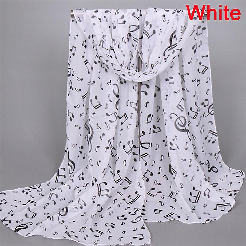 Womens Fashion Scarves Musical Note Print Ladies Soft Chiffon Infinity Scarf New