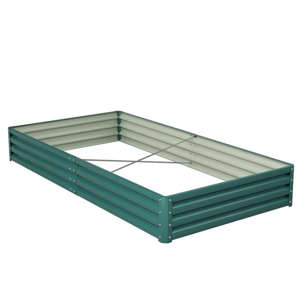 Tozey 8 ft. x 4 ft. x 1 ft. Galvanized Steel Raised Garden Bed Planter Box for Vegetables Flowers Herbs T-GB22-0074-9