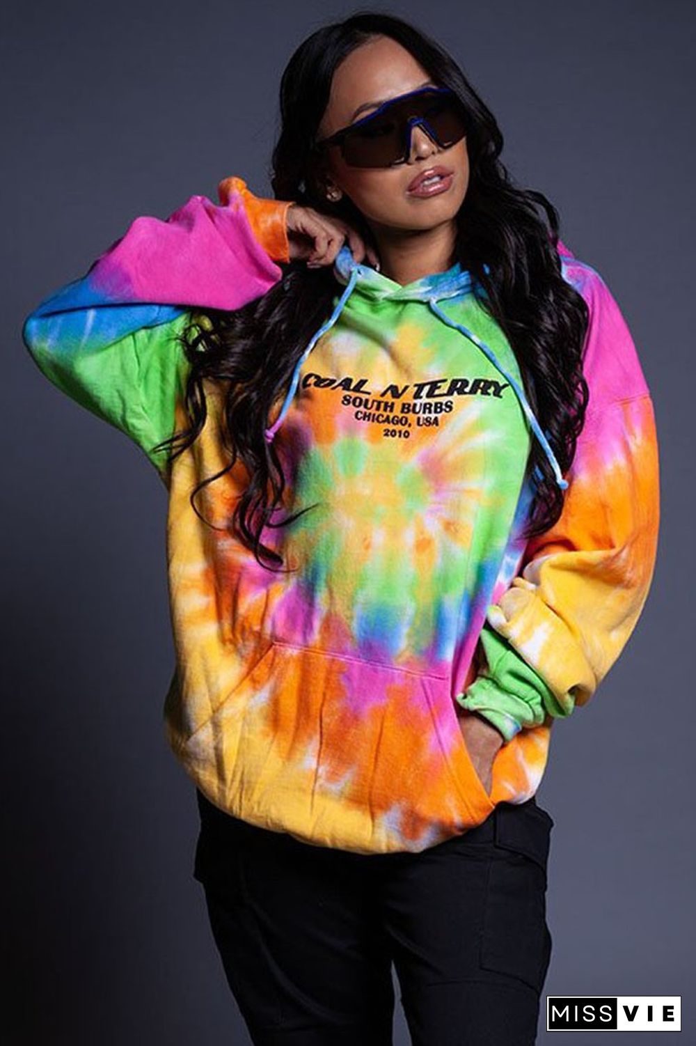 Graffiti Hooded Long Sleeve Pullover Sweatshirt