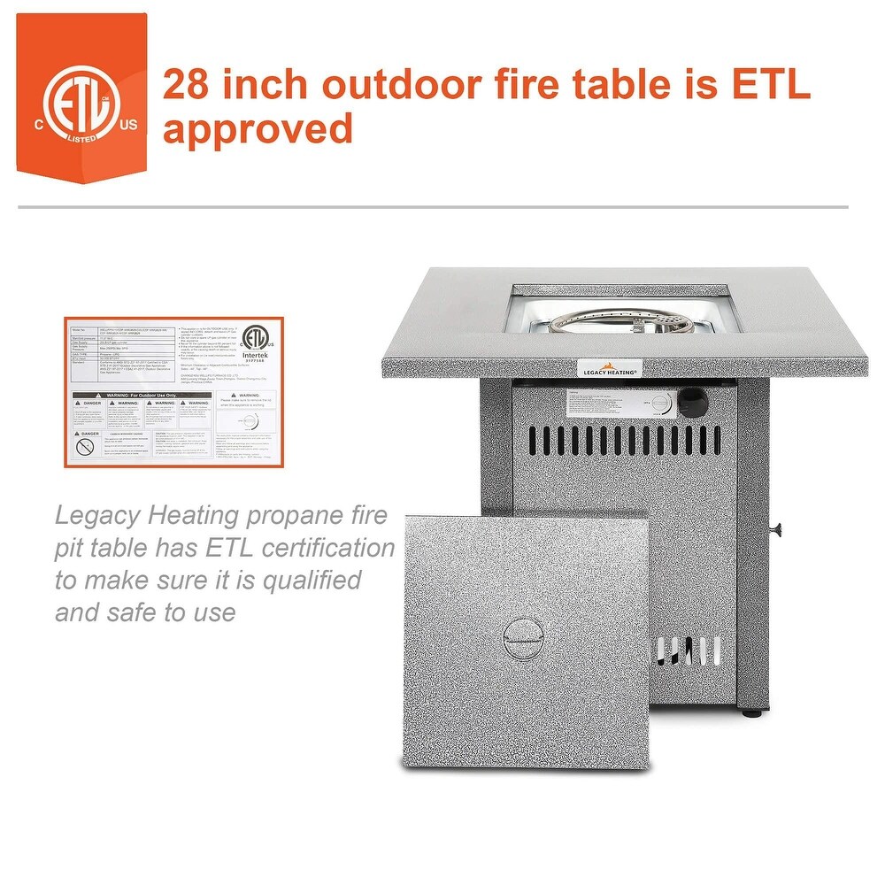 50K BTU Silver Outdoor Propane Gas Fire Pit Table