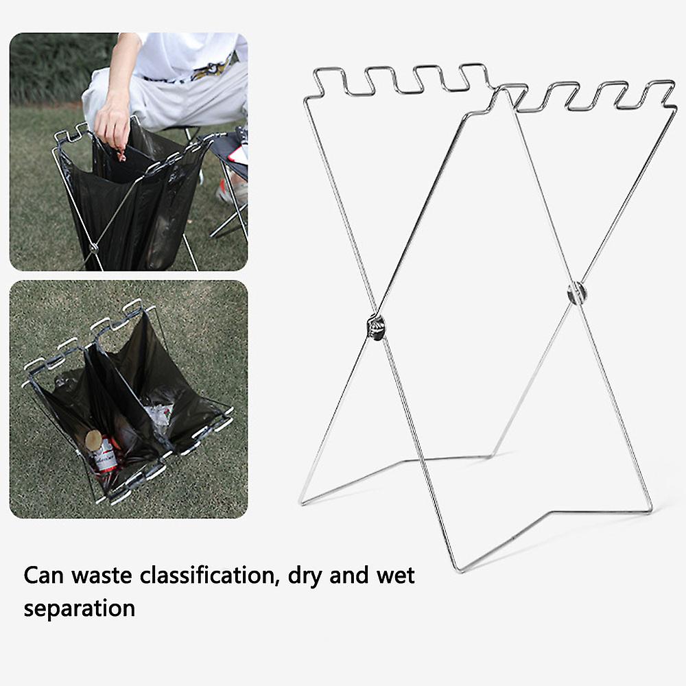 Trash Rack Outdoor Folding Garbage Bag Holder Trash Bag Frame For Kitchen Camping Picnic Barbecue No.299843