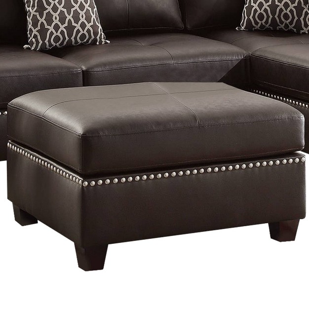 3pc Plushed Bonded Leather Sectional Set Brown Benzara