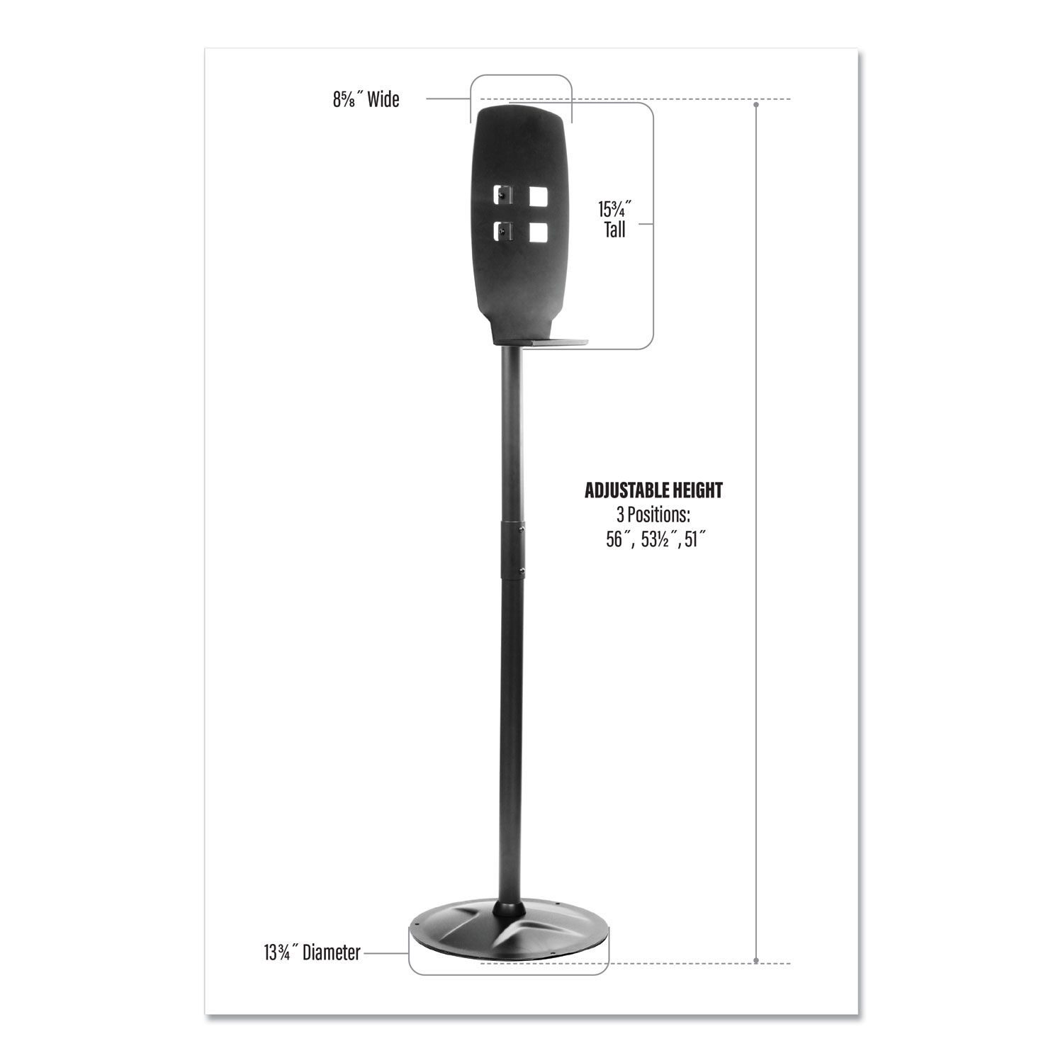 Floor Stand for Sanitizer Dispensers by Kantek KTKSD200