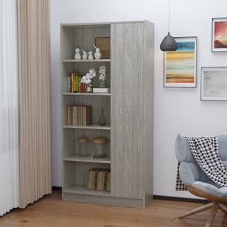 Noble House Amelia 64.80 in. Grey Wood 10-Shelf Standard Bookcase 13245