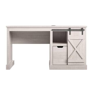 Ameriwood Home Bayshore 51.9 in. H Rustic White Single Pedestal Computer Desk DE18726