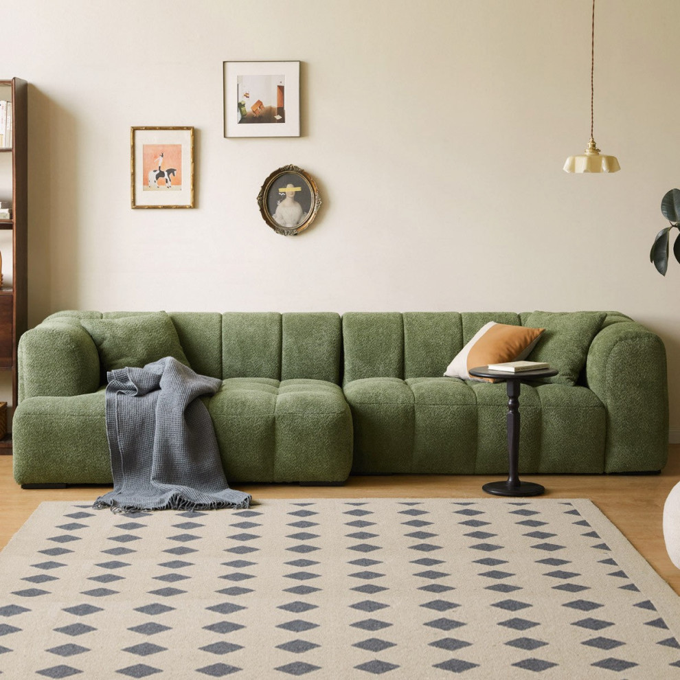 Lamb fleece Fabric Sofa green   Contemporary   Sectional Sofas   by GVAwood  Houzz