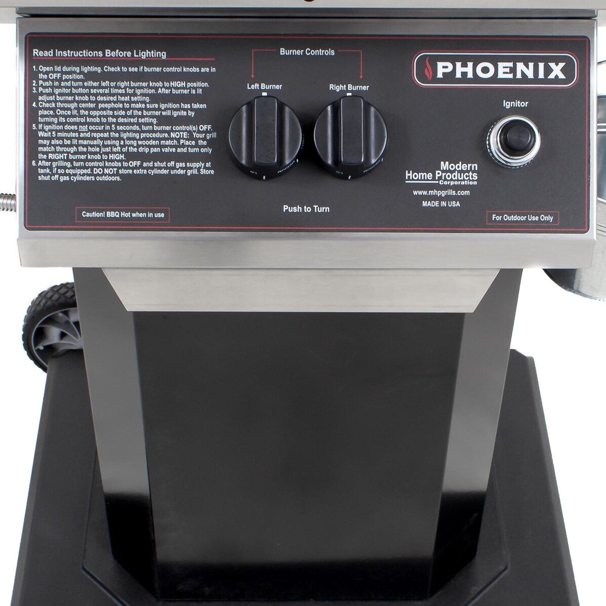 Phoenix SDBOCP Stainless Steel Propane Gas Grill Head On Black Aluminum Pedestal Cart