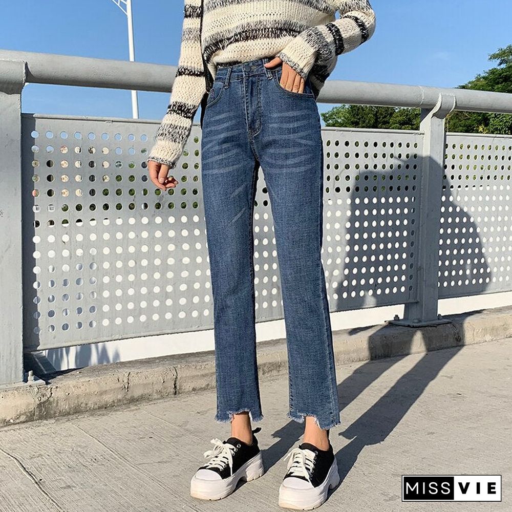 Woman Skinny Jeans High Waist Clothes Blue Denim Clothing Streetwear Vintage Quality Sretch Fashion Harajuku