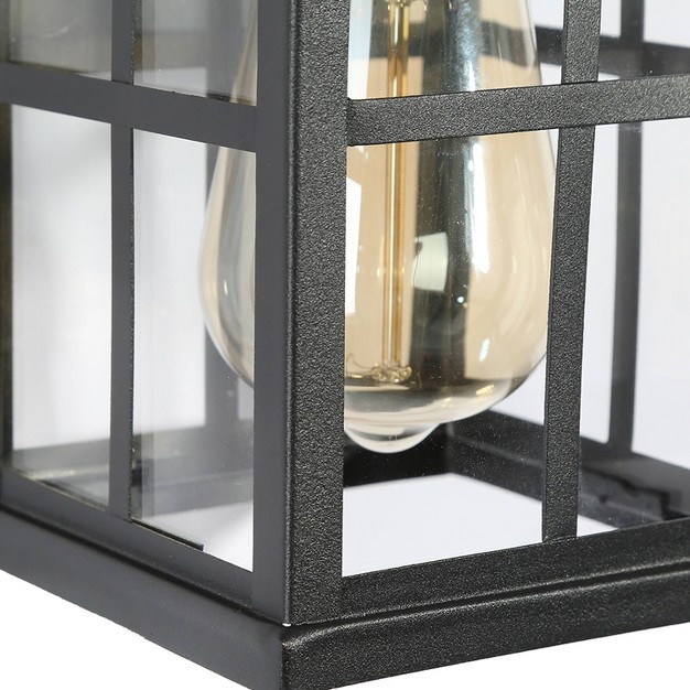 Metal glass Square Outdoor Wall Light Matte Black Lnc