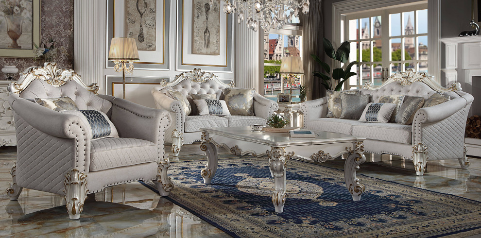 ACME Vendome II End table in  Antique Pearl Finish   Victorian   Side Tables And End Tables   by Acme Furniture  Houzz