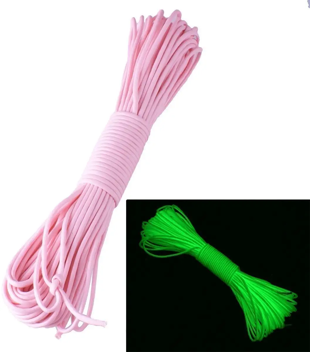 Other camping   hiking gear Reflective Polyester Parachute Cord Outdoor Glow In The Dark Rope Paracord  550 Paracord Rope