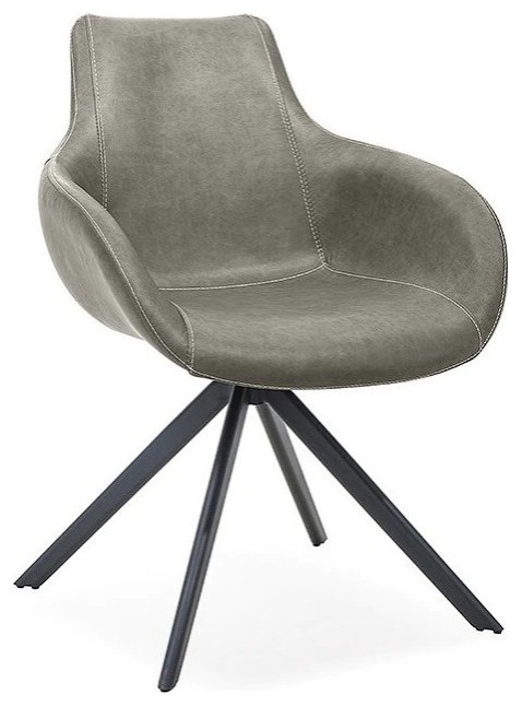 Albirto Arm Dining Chair  Light Gray Matte  Black Steel legs   Midcentury   Dining Chairs   by Rustic Home Furniture Deco  Houzz