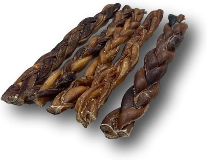 Top Dog Chews Braided Bully Sticks Dog Treats， 12-in， case of 5