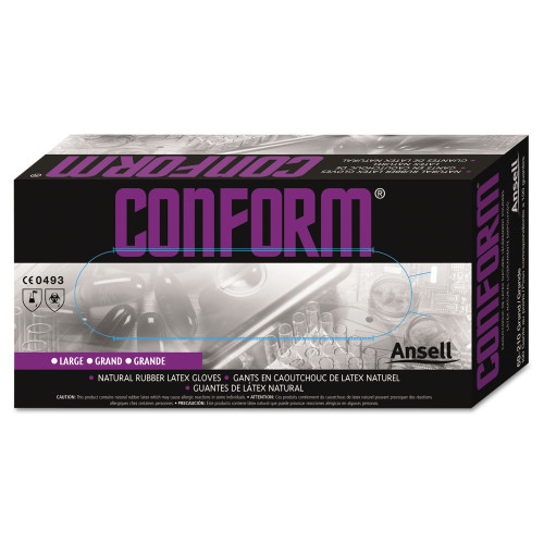 Ansell Conform Natural Rubber Latex Gloves， 5 mil， X-Large， 100/Box (69210XL)