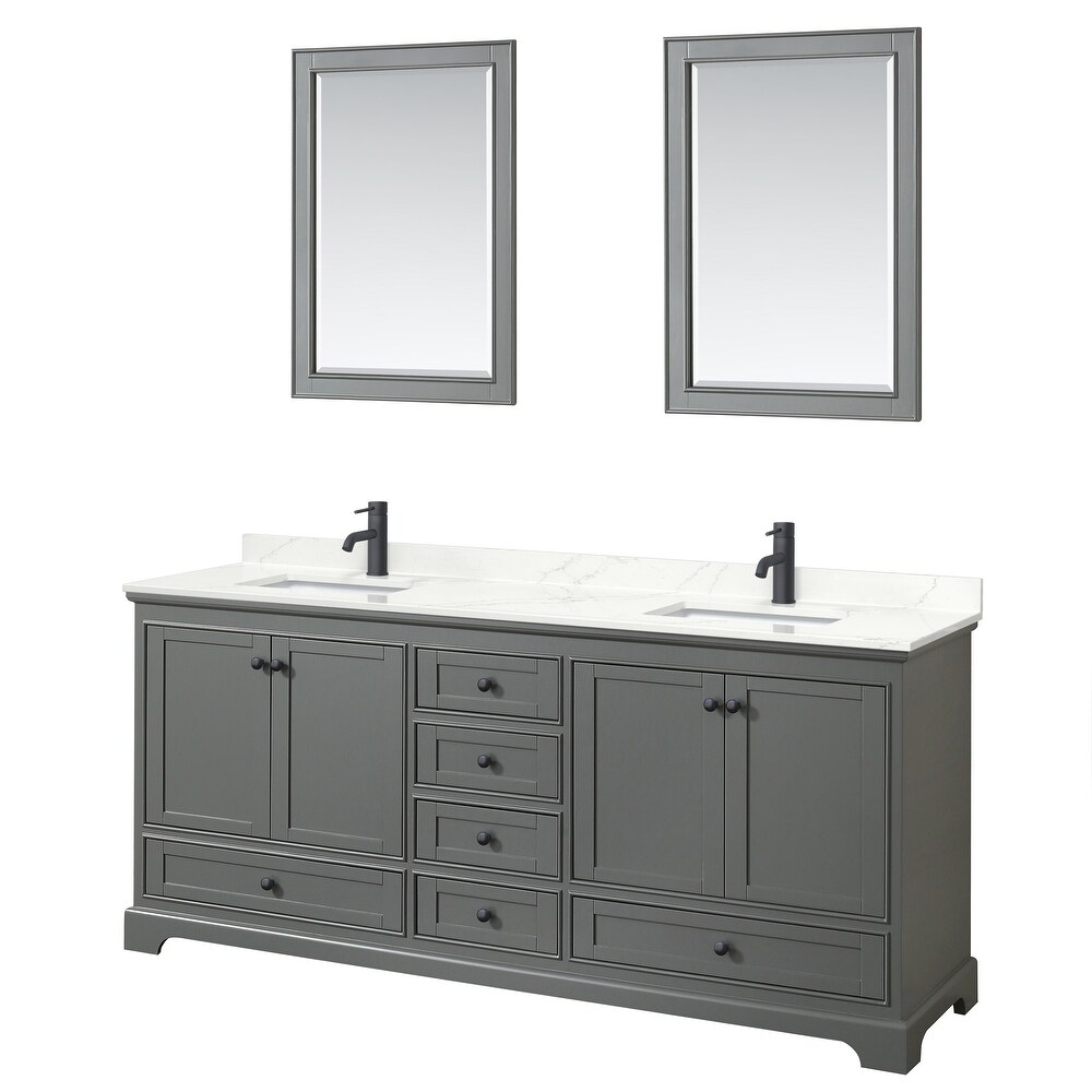 Deborah 80 inch Double Vanity  Quartz Top  24 inch Mirrors