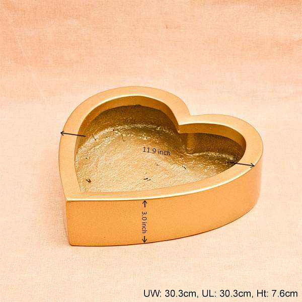 12 inch (30 cm) SML-013 Bonsai Heart Shaped Fiberglass Planter (Golden Color)