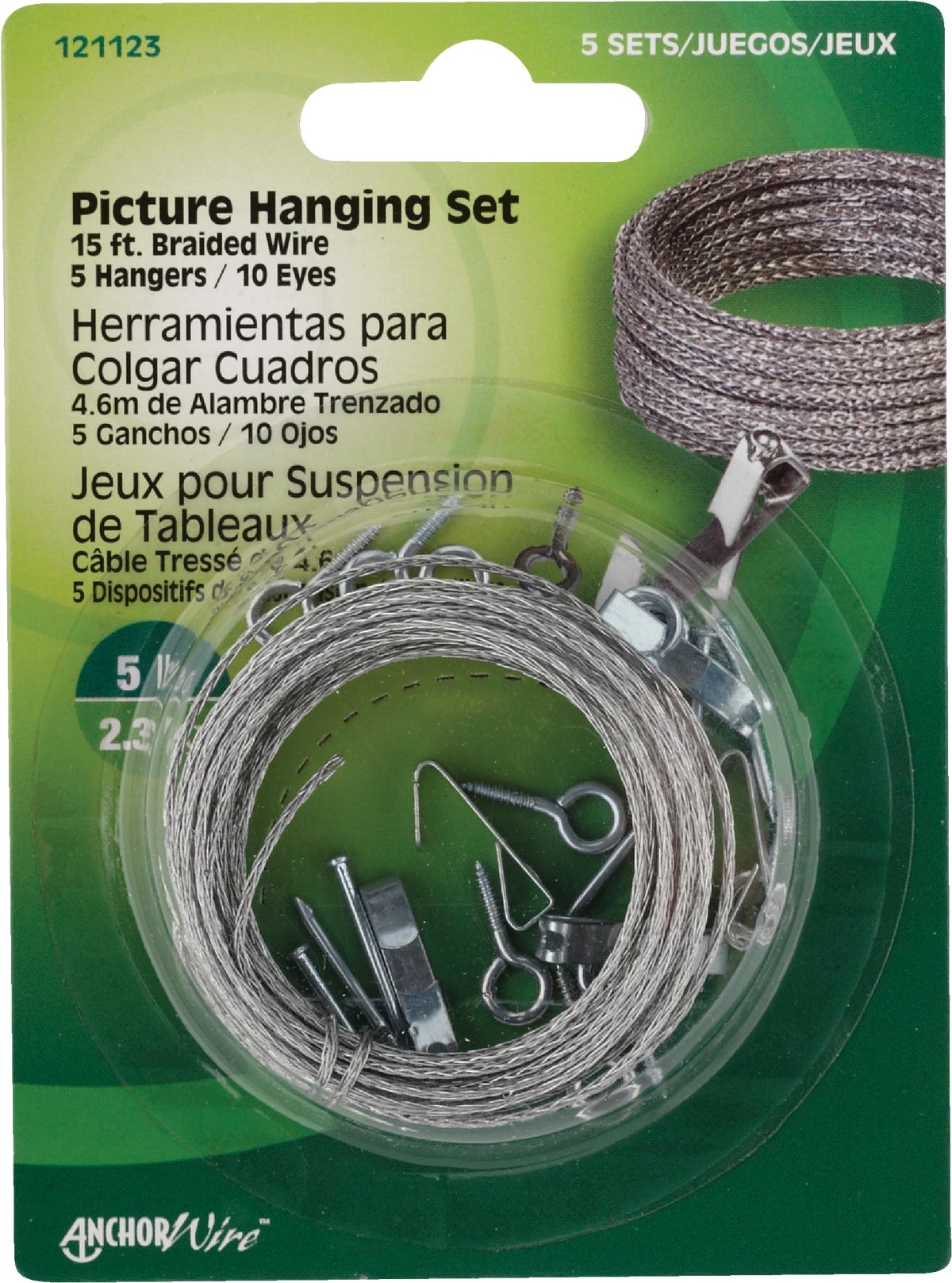 Hillman Anchor Wire 5 Lb. Capacity Picture Hanging Kit 5 Lb (Pack of 10)