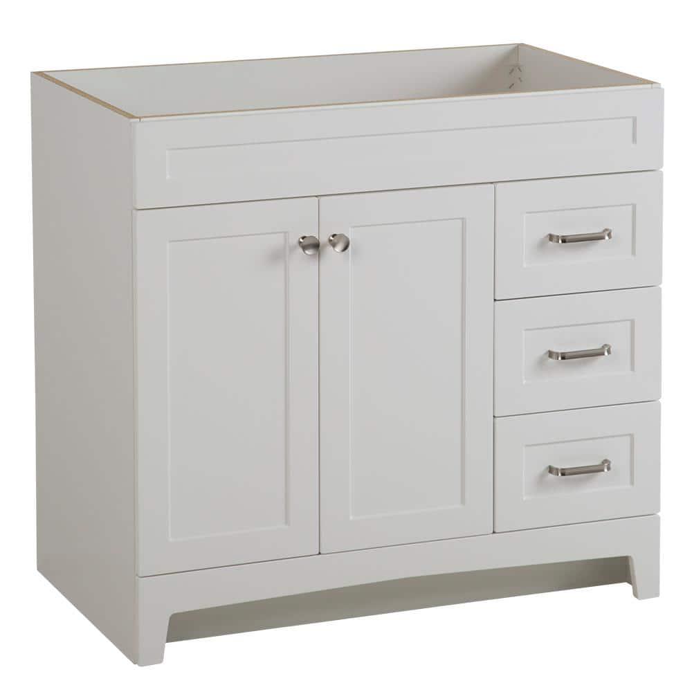 Home Decorators Collection Thornbriar 360 in W x 215 in D x 342 in H Bath Vanity Cabinet without Top in Polar White